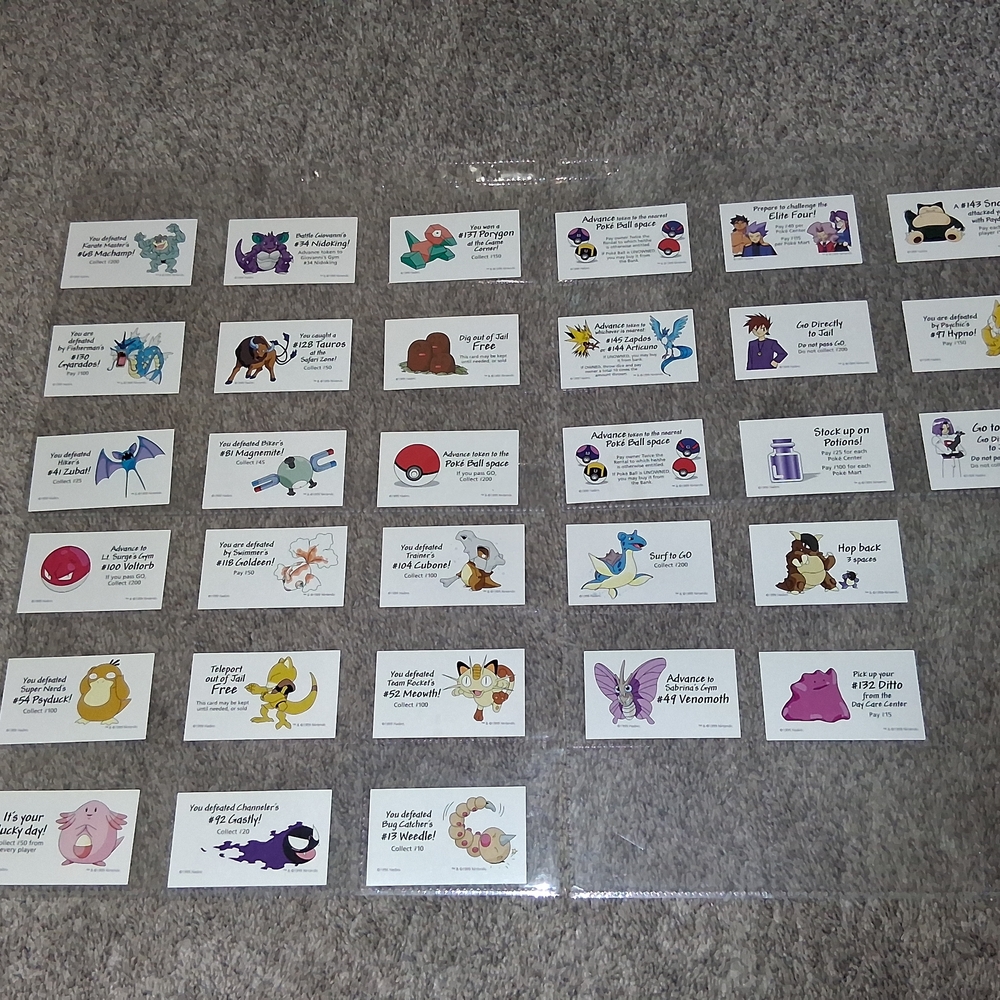 Vintage 1999 Pokemon Monopoly: Lot of Trainer Battle and Professor Oak Cards